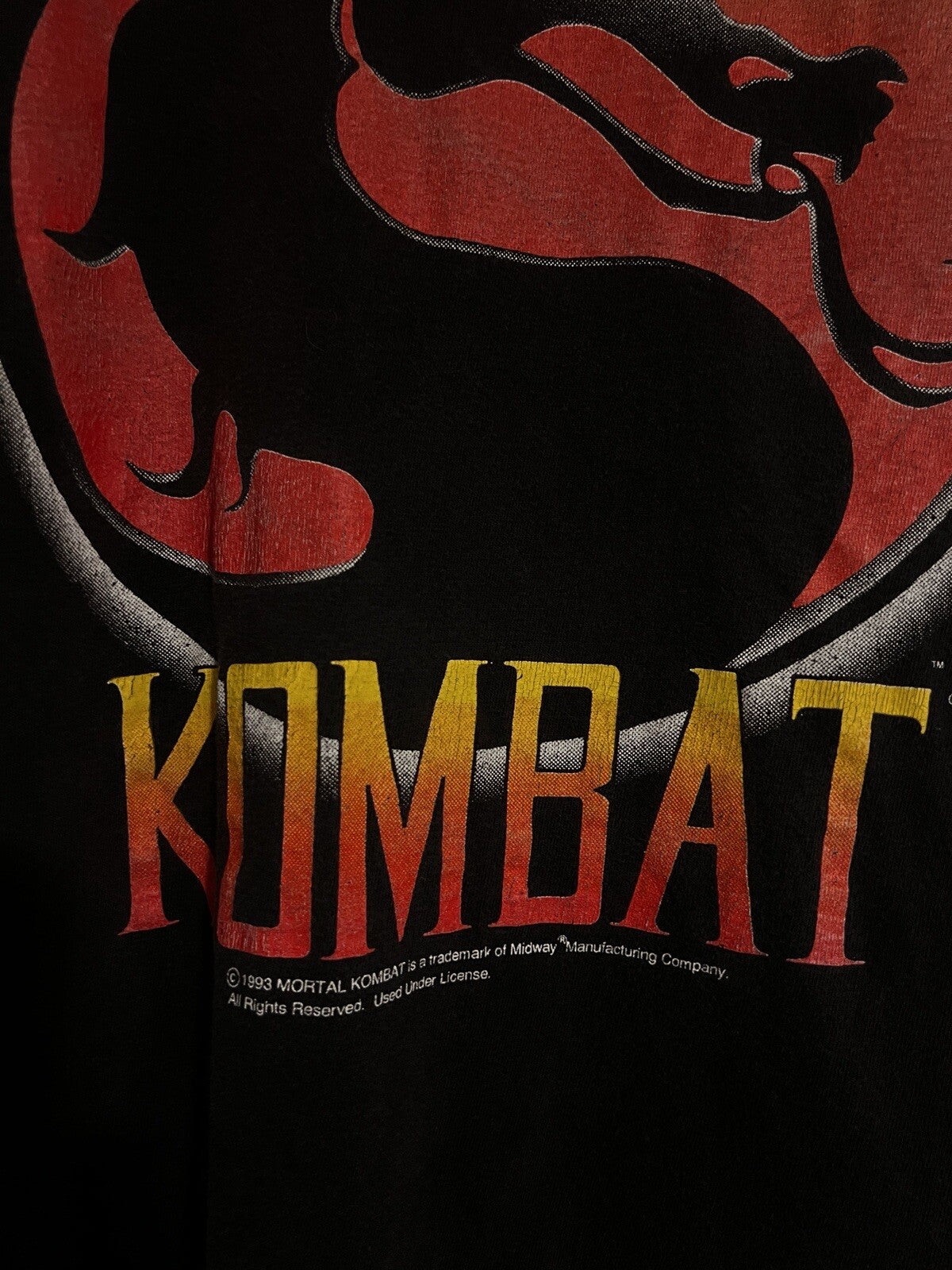 Mortal Kombat Vintage Original Shirt 1993 Midway Video Game Youth Big(Men’s S/M)