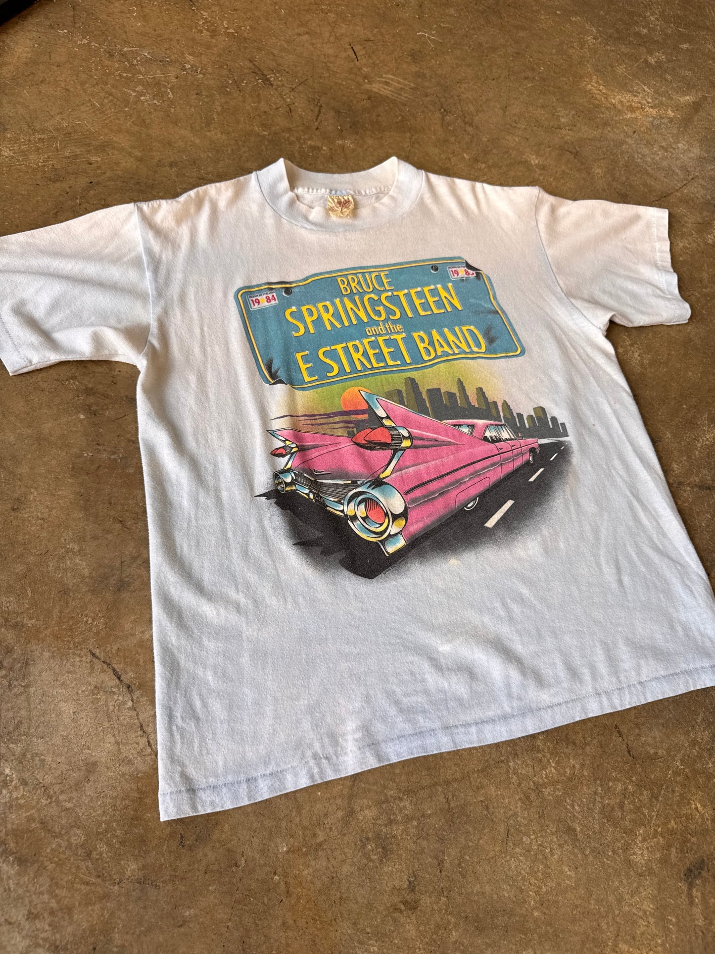 Bruce Springsteen 84-85 Bleached Pink Cadillac T-Shirt