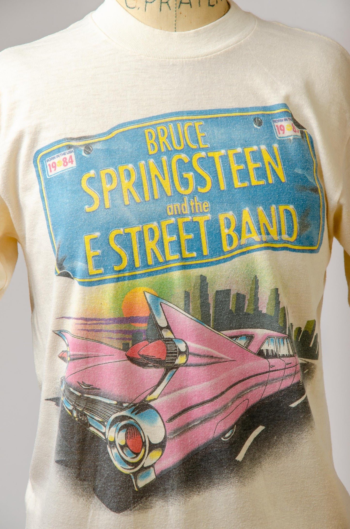 1984 Bruce Springsteen Front and Back Print T Shirt by Roslyn Trading